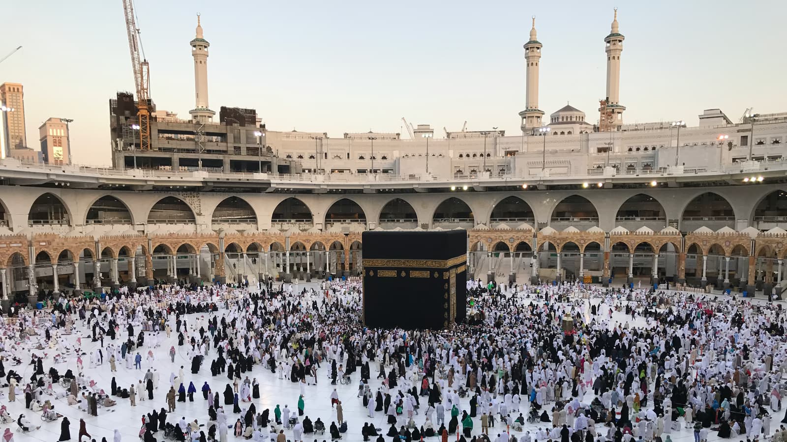 Pilgrims performing tawaf around the Kaaba at Masjid al-Haram